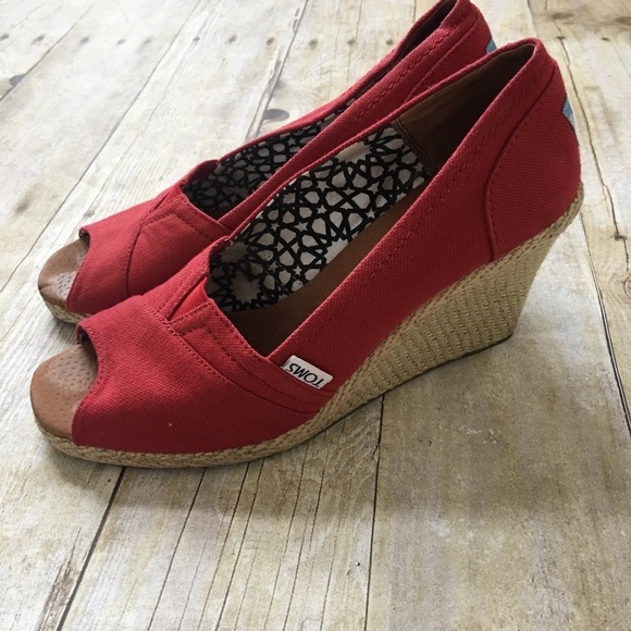 Toms Wedge Peep Toe Heels - Picture 3 of 6